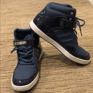 navy blue adidas high tops